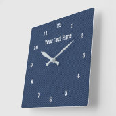 Aangepaste tekstwandklok met blauw jans vierkante klok (Hoek)