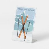 Aangepaste tekstwintersessie reclamebord met voetstuk (Voorkant)