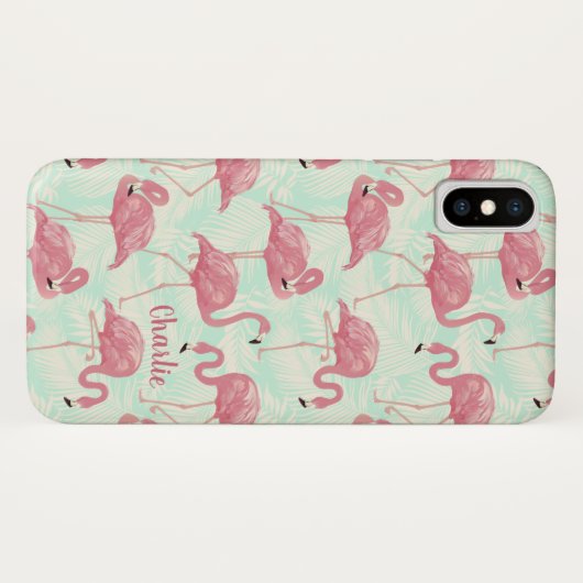 Aangepaste telefoongesprekken met Flamingo patroon Case-Mate iPhone Case (Achterkant (horizontaal))