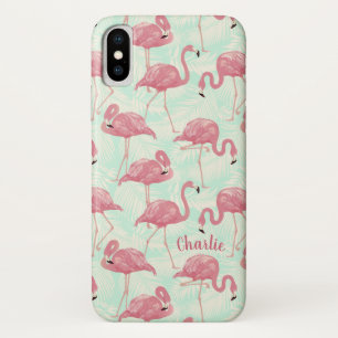 Aangepaste telefoongesprekken met Flamingo patroon iPhone X Hoesje
