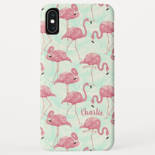 Aangepaste telefoongesprekken met Flamingo patroon Case-Mate iPhone Case (Achterkant)