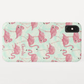 Aangepaste telefoongesprekken met Flamingo patroon Case-Mate iPhone Case (Achterkant (horizontaal))