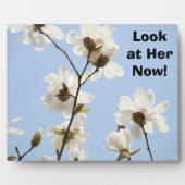 Aangepaste tellers Plaque Blue Magnolia Flowers Fotoplaat (Voorkant)