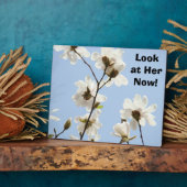 Aangepaste tellers Plaque Blue Magnolia Flowers Fotoplaat (Zijkant)