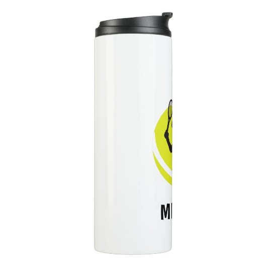 Aangepaste Tennis Ball Player Coach Classy Sport Thermosbeker (Gedraaid links)