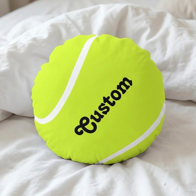 Aangepaste Tennis Ball Player of Team Name Pillow Rond Kussen (Tennis round pillow with custom team name or player name.)