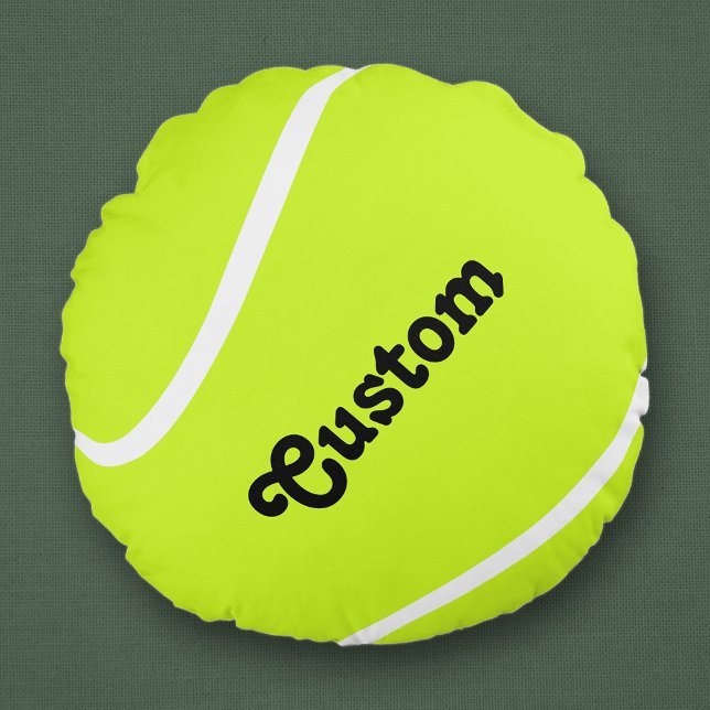 Aangepaste Tennis Ball Player of Team Name Pillow Rond Kussen (Tennis round pillow with custom team name or player name.)