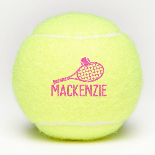 Aangepaste Tennis Balls met persoonlijke naam roze Tennisballen (Voorkant)