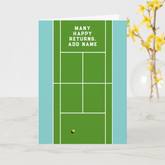 Aangepaste Tennis Birthday Kaart (Gele Bloem)