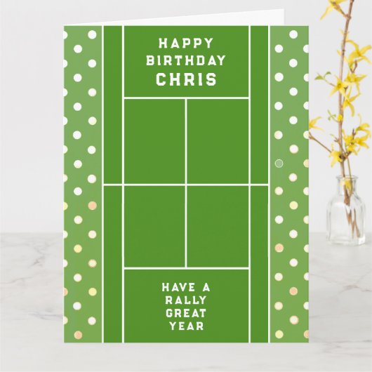 Aangepaste Tennis Birthday Kaart (Gele Bloem)