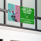 Aangepaste Tennis Coach Coaching Klasse Lessen Gro Spandoek (Buitenkant Gebouw)