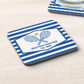 Aangepaste Tennis Country Club Blauw Gestreept Bier Onderzetter (Linkerzijde)