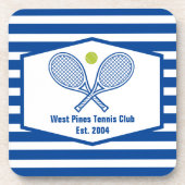 Aangepaste Tennis Country Club Blauw Gestreept Bier Onderzetter (Voorkant)
