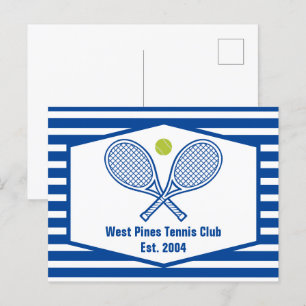 Aangepaste Tennis Country Club Blauw Gestreept Briefkaart