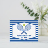 Aangepaste Tennis Country Club Blauw Gestreept Briefkaart (Staand voorkant)