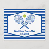 Aangepaste Tennis Country Club Blauw Gestreept Briefkaart (Voorkant)
