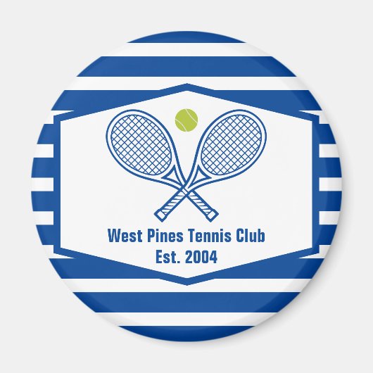 Aangepaste Tennis Country Club Blauw Gestreept Magneet (Voorkant)
