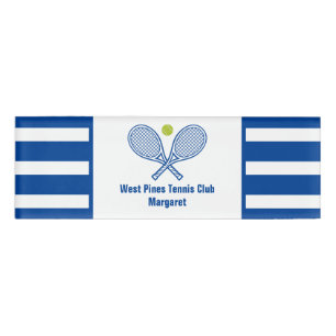 Aangepaste Tennis Country Club Blauw Gestreept Naambadge
