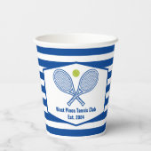 Aangepaste Tennis Country Club Blauw Gestreept Papieren Bekers (Achterkant)