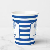 Aangepaste Tennis Country Club Blauw Gestreept Papieren Bekers (Links)