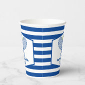 Aangepaste Tennis Country Club Blauw Gestreept Papieren Bekers (Rechts)