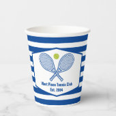 Aangepaste Tennis Country Club Blauw Gestreept Papieren Bekers (Voorkant)