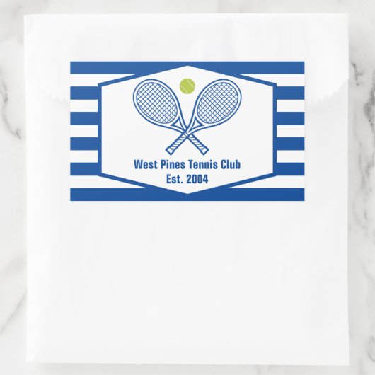 Aangepaste Tennis Country Club Blauw Gestreept Rechthoekige Sticker (Tas)