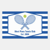 Aangepaste Tennis Country Club Blauw Gestreept Rechthoekige Sticker (Voorkant)