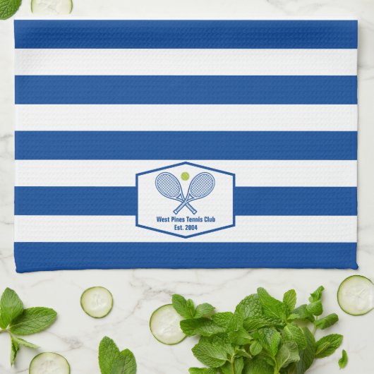 Aangepaste Tennis Country Club Blauw Gestreept Theedoek (Gevouwen)