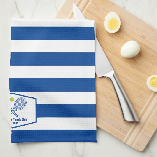 Aangepaste Tennis Country Club Blauw Gestreept Theedoek (Quarter Fold)