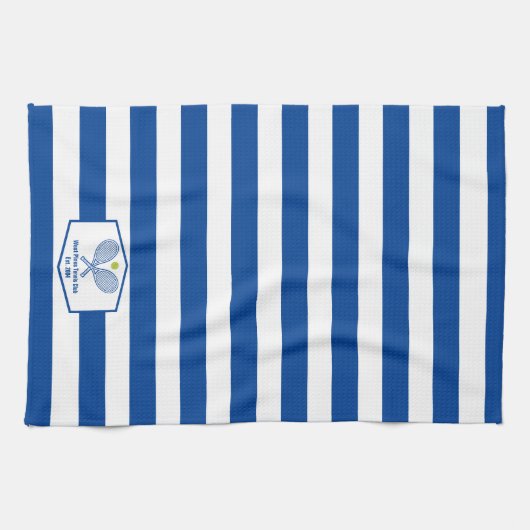 Aangepaste Tennis Country Club Blauw Gestreept Theedoek (Horizontaal)