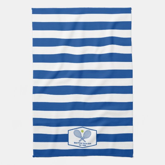 Aangepaste Tennis Country Club Blauw Gestreept Theedoek (Verticaal)