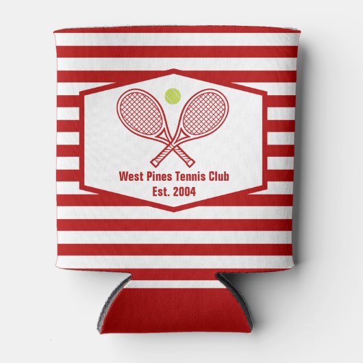 Aangepaste Tennis Country Club rood gestreept Blikjeskoeler (Voorkant)