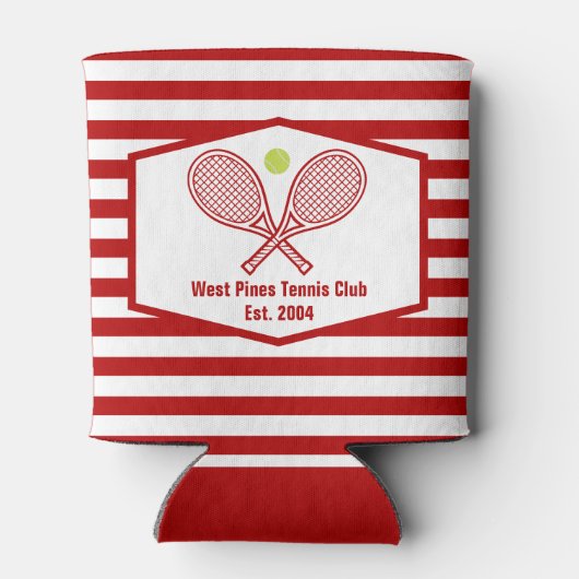 Aangepaste Tennis Country Club rood gestreept Blikjeskoeler (Achterkant)