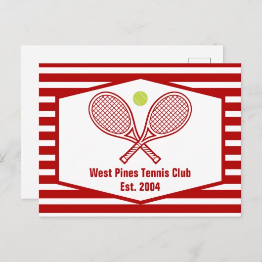 Aangepaste Tennis Country Club rood gestreept Briefkaart (Voorkant / Achterkant)