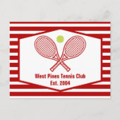 Aangepaste Tennis Country Club rood gestreept Briefkaart (Voorkant)
