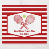 Aangepaste Tennis Country Club rood gestreept Sparkling Wijnetiket (Enkel label)