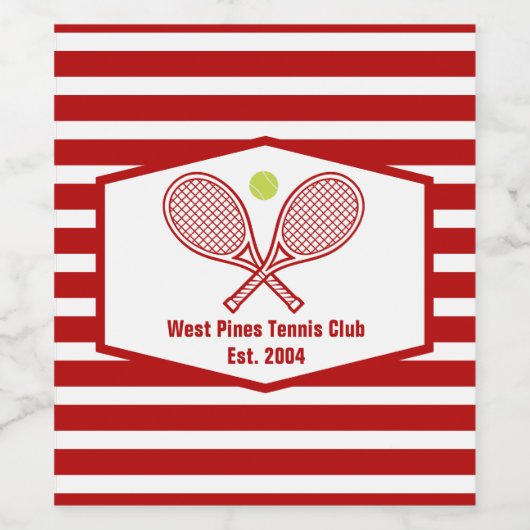Aangepaste Tennis Country Club rood gestreept Wijn Etiket (Enkel label)