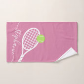 Aangepaste Tennis Elegant Roze Script Name Handdoek (Handdoek)