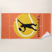 Aangepaste Tennis Game Player Serve Ball Oranje Strandlaken (Voorkant)