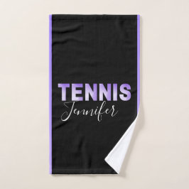 Aangepaste Tennis Girls Name Paarse Ombre Text Handdoek