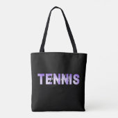 Aangepaste Tennis Girls Name Paarse Ombre Text Tote Bag (Achterkant)