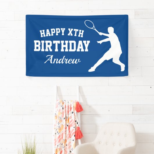 Aangepaste tennis met Happy Birthday-feestbanner Spandoek (Insitu)