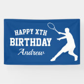 Aangepaste tennis met Happy Birthday-feestbanner Spandoek (Horizontaal)