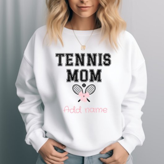 Aangepaste Tennis Moeder met Roze Strik & Rackets Trui