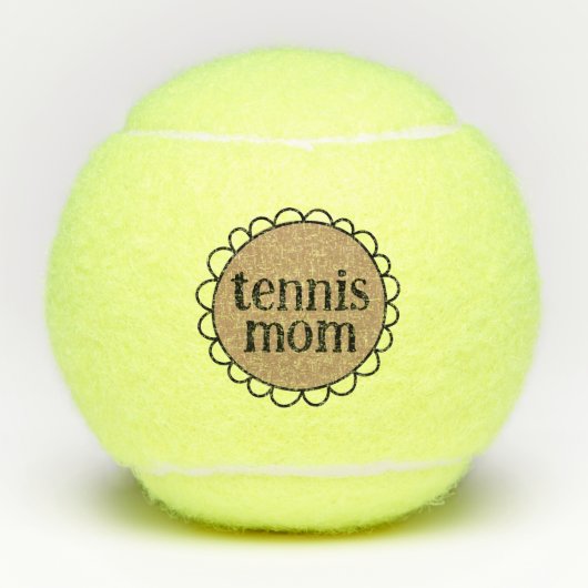 Aangepaste TENNIS MOM Scalloped Edge Tennisballen (Voorkant)