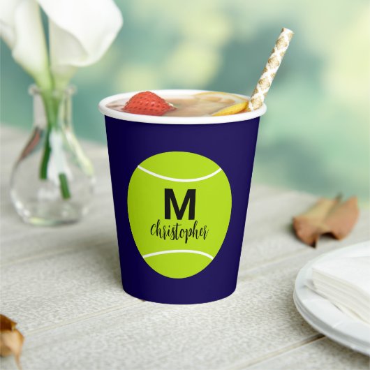 Aangepaste Tennis Monogram Initiaal Naam Papieren Bekers (Insitu)