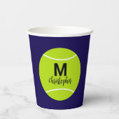 Aangepaste Tennis Monogram Initiaal Naam Papieren Bekers (Achterkant)