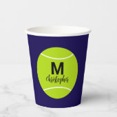 Aangepaste Tennis Monogram Initiaal Naam Papieren Bekers (Voorkant)