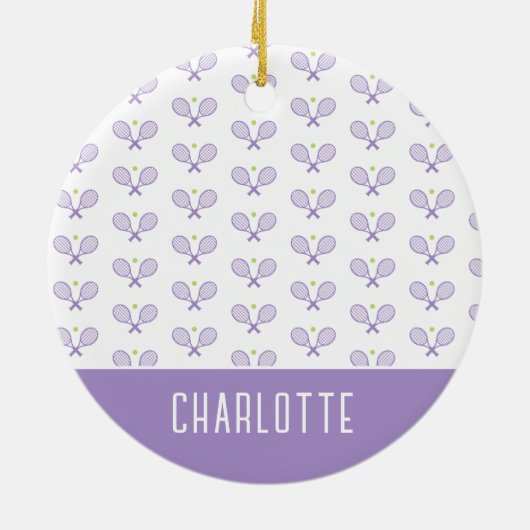 Aangepaste Tennis Patroon Aangepaste naam Tennis Keramisch Ornament (Achterkant)